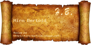 Hirn Bertold névjegykártya